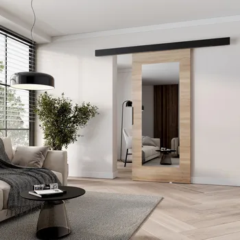 Interiérové dveře Posuvné dveře se zrcadlem BARRET 19 - 76 cm, dub sonoma / černé