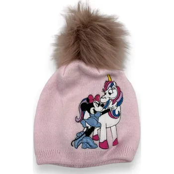 Čepice Dívčí zimní čepice Minnie mouse Barva: Světle růžová
