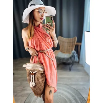 Šátek Bavlněný šátek jednobarevný korálový