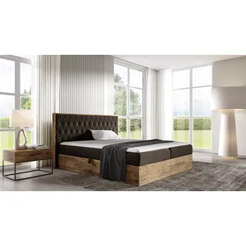 Postel Kontinentální postel 160x200 CHANTELLE 6 - dub wotan / hnědá + topper ZDARMA