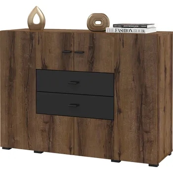 Komoda Kombinovaná komoda NIKOL - dub monastery / černý onyx