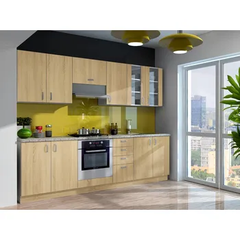 Kuchyňská pracovní deska Kuchyně 260/260 cm ROU - dub sonoma / nubian + dřez ZDARMA