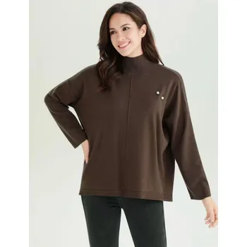 Dámský svetr Stojáček úplet s broží LM5153 barva: béžová