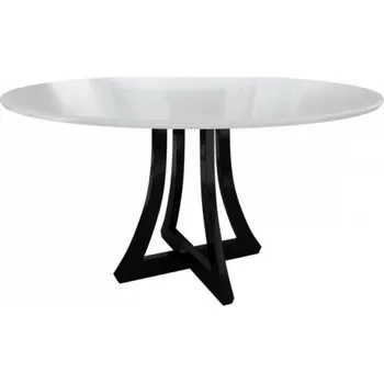 Jídelní stůl Kulatý kuchyňský stůl TULZA 2 - lesklý bílý / lesklý černý