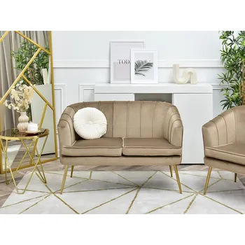 Pohovka Dvoukřeslo RUBRAS - béžové / zlaté