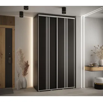 Šatní skříň Šatní skříň ASIRI 6 - 140/60 cm, černá / stříbrná