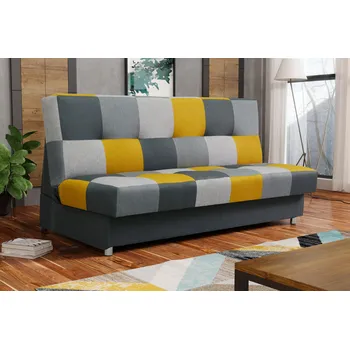 Pohovka Rozkládací pohovka KATARINA - tmavě šedá / šedá / žlutá