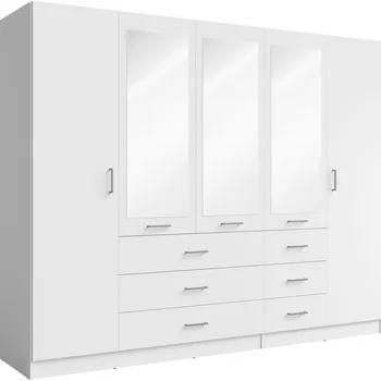Šatní skříň Velká šatní skříň se zrcadlem 250 cm SIBATE - bílá