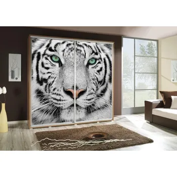 Šatní skříň Vysoká šatní skříň 205 cm s potiskem DANUBE 67 - dub catania