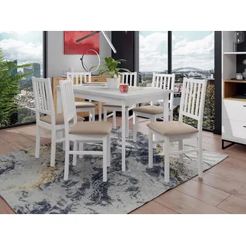 Jídelní stůl Sestava do jídelny 6+1 ADELBITE 5 - bílá / béžová