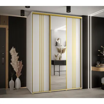 Šatní skříň Šatní skříň YVONA 7 - 180/60 cm, bílá / zlatá