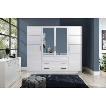 Šatní skříň Čtyřdveřová skříň 240 AGNESA se zrcadly AGNESA - bílá