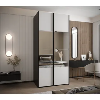 Šatní skříň Dvoudveřová skříň SAMARA 4 - 120 cm, černá / bílá / černá