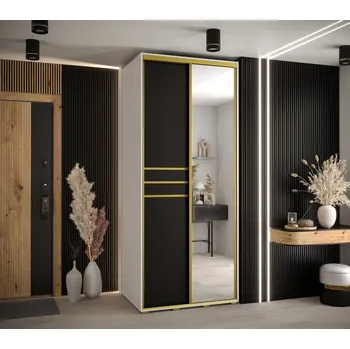 Šatní skříň Šatní skříň ASIRI 11 - 100/60 cm, bílá / černá / zlatá