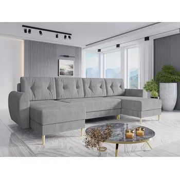 Sedací souprava Rozkládací sedačka do tvaru U CAMARILO - světlá popelavá