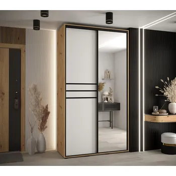 Šatní skříň Šatní skříň YVONA 11 - 140/45 cm, dub artisan / bílá / černá