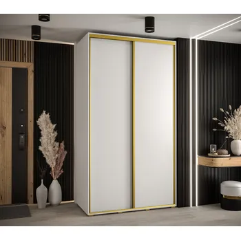 Šatní skříň Šatní skříň YVONA 1 - 130/60 cm, bílá / zlatá