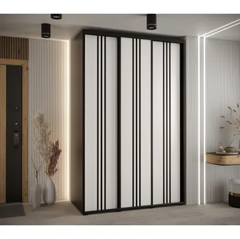 Šatní skříň Šatní skříň YVONA 6 - 160/60 cm, černá / bílá / černá