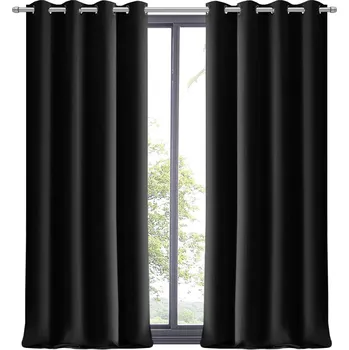 Obraz Závěs Černý Matný Hladký Dekorace Oken do Obývacího pokoje 145x250P