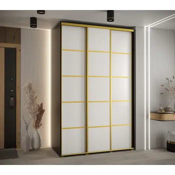 Šatní skříň Šatní skříň YVONA 4 - 150/60 cm, černá / bílá / zlatá