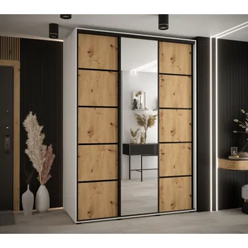 Šatní skříň Šatní skříň YVONA 5 - 180/60 cm, bílá / dub artisan / černá