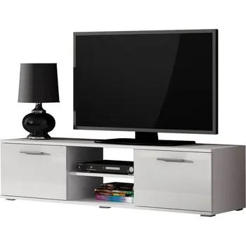 Televizní stolek TV stolek KARA 1 - bílý / lesklý bílý