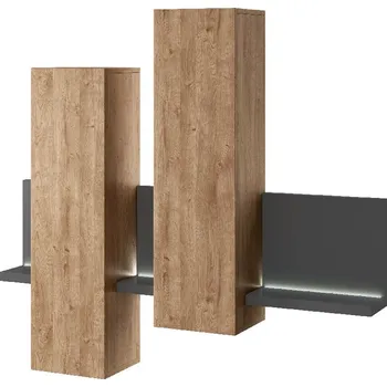 Policová skříň Závěsné skříňky s policí KIBOU, antracit/dub Ribbec