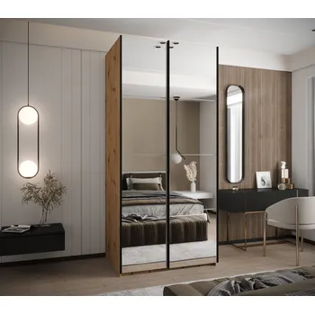 Šatní skříň Dvoudveřová skříň SAMARA 2 - 110 cm, dub artisan / bílá / černá