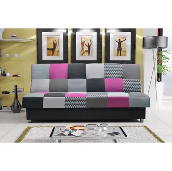 Pohovka Rozkládací pohovka KATARINA - černá / šedá / fialová