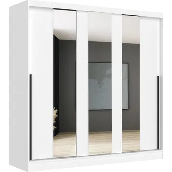 Šatní skříň Velká šatní skříň se zrcadlem 205 cm VERNON - bílá