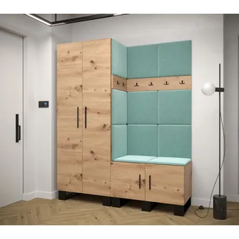 Předsíňová stěna Předsíňová sestava RUMIE 2 - dub artisan, mátové panely