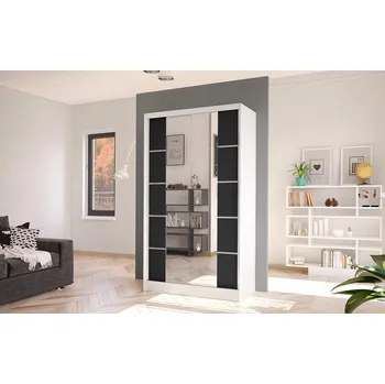 Šatní skříň Elegantní šatní skříň ARINI 5 - šířka 100 cm, bílá / černá