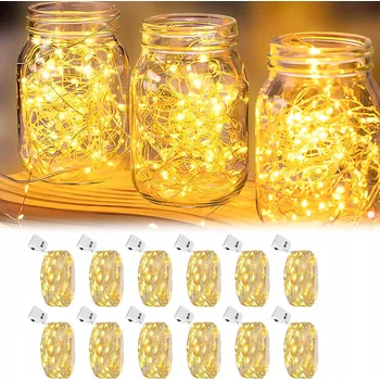 Vánoční dekorace 12 KS LED Drátková Světýlka na Baterie, Teplá Bílá, 2m, Dekorativní Světla