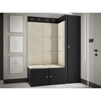 Předsíňová stěna Stěna do předsíně se sedacím botníkem LURDES 2 - černá / světlá béžová