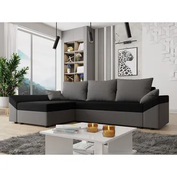 Sedací souprava Rohová sedací souprava na každodenní spaní FREDERIK - šedá / černá