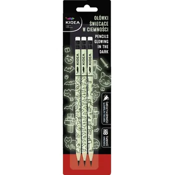 Grafitová tužka Tužka s gumou Kidea HB 3 ks SVÍTÍCÍ VE TMĚ