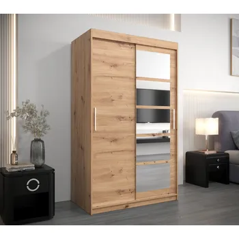 Šatní skříň Šatní skříň se zrcadly MARIE - šířka 120 cm, dub artisan
