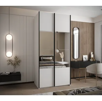 Šatní skříň Dvoudveřová skříň SAMARA 4 - 100 cm, bílá / černá