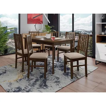 Jídelní stůl Sestava do jídelny 6+1 ADELBITE 5 - ořech / béžová