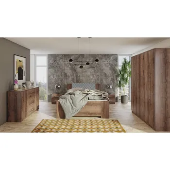 Ložnicová sestava Ložnicová sestava s postelí 160x200 CORTLAND 8 - dub monastery / šedá ekokůže