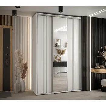 Šatní skříň Šatní skříň YVONA 7 - 150/45 cm, bílá / stříbrná