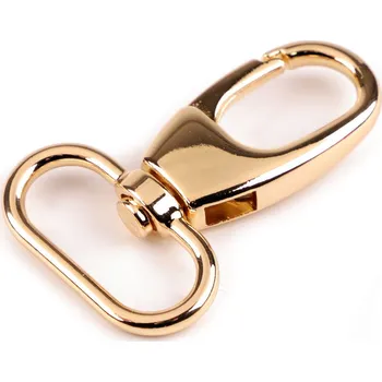 Kovová karabina otočná, průvlek 26 mm, střední, 3 zlatá klasik