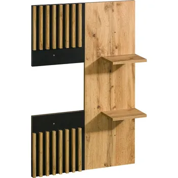 Předsíňová stěna Nástěnný panel 74x107 MILAGRA - dub wotan / černý