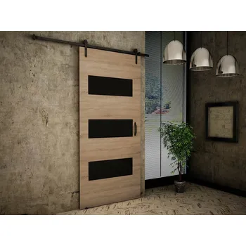 Interiérové dveře Posuvné interiérové dveře XAVIER 2 - 80 cm, černé / dub sonoma