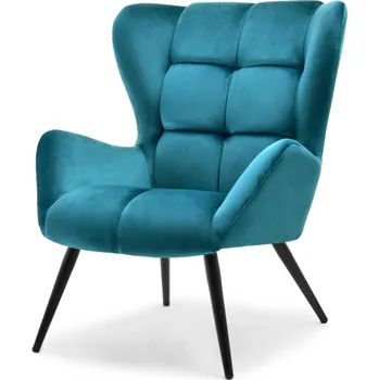 Křeslo Křeslo ušák ARNO - tyrkysové / černé