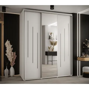 Šatní skříň Šatní skříň YVONA 9 - 190/60 cm, bílá / stříbrná