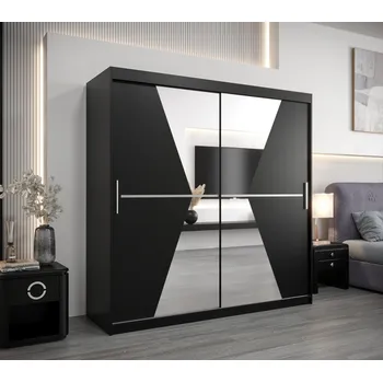 Šatní skříň Šatní skříň MILANA - šířka 200 cm, černá