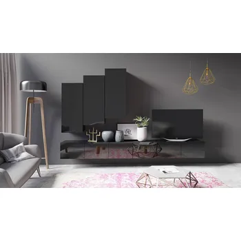 Obývací stěna Obývací stěna CHEMUNG 17 - černá / lesklá černá