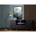 Komoda s elektrickým krbem CRATO - černá / zlatá