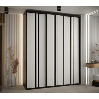 Šatní skříň Šatní skříň ASIRI 6 - 190/60 cm, černá / bílá / černá